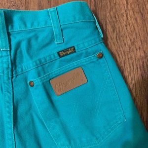 Vintage Wrangler Jeans, Size 11, Length 34, Teal Blue